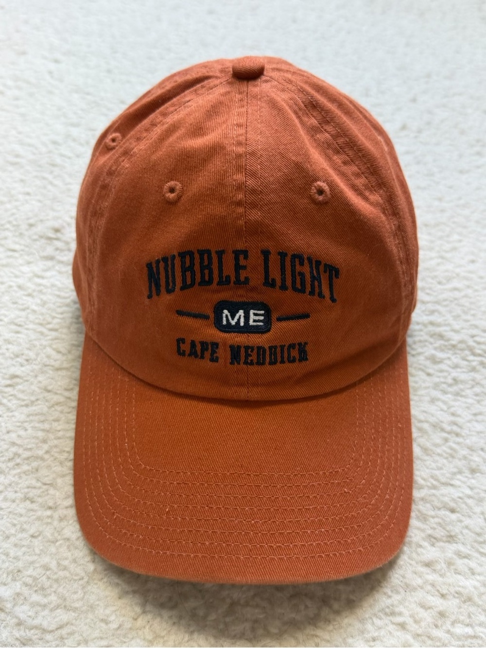 Nubble Light Cape Neddick Maine Orange Baseball Cap Hat
